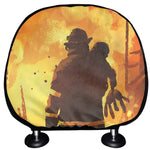 Brave Firefighter Painting Print Car Headrest Covers