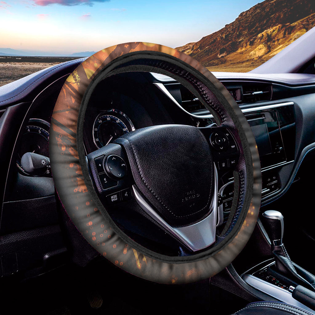 Brave Firefighter Painting Print Car Steering Wheel Cover
