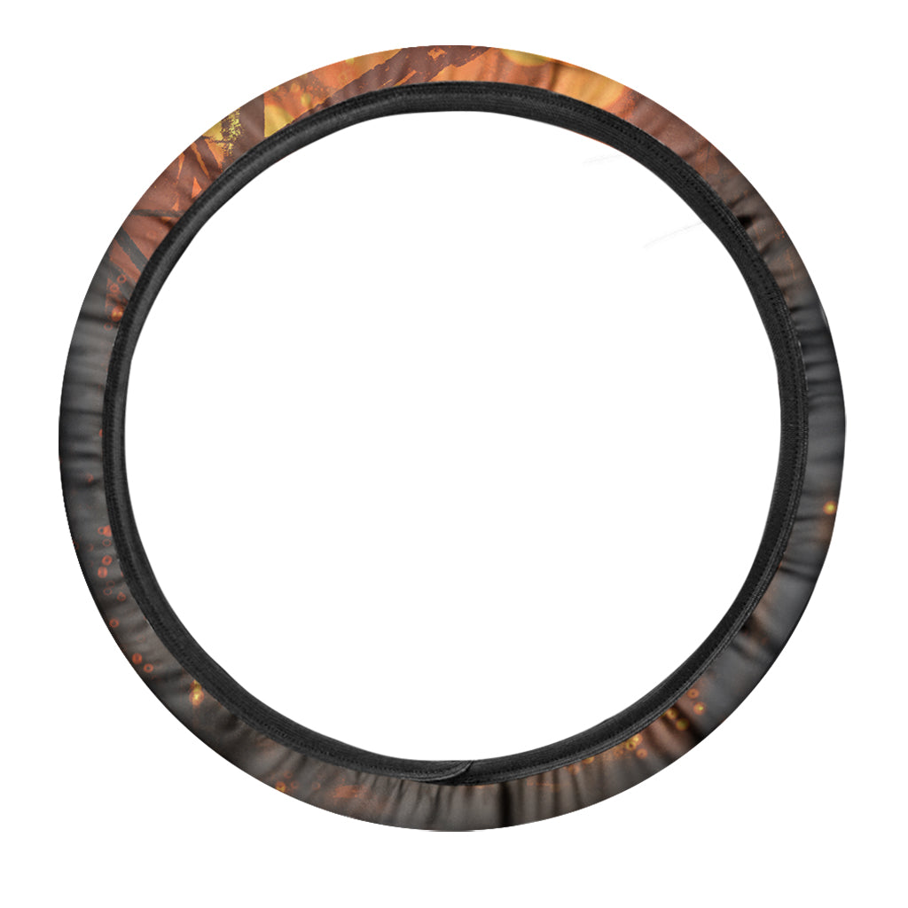 Brave Firefighter Painting Print Car Steering Wheel Cover