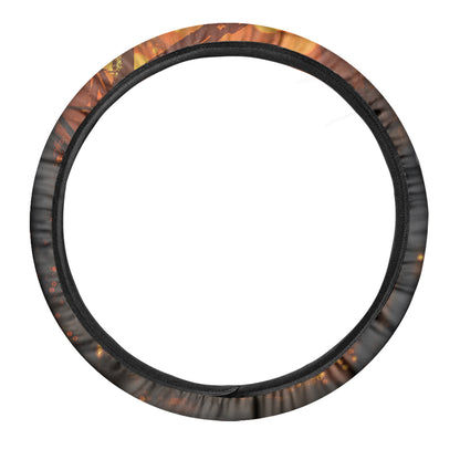 Brave Firefighter Painting Print Car Steering Wheel Cover