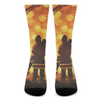 Brave Firefighter Painting Print Crew Socks