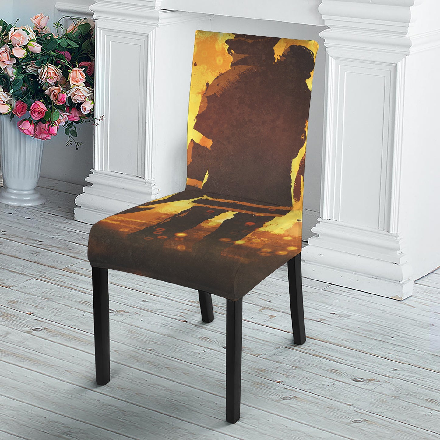 Brave Firefighter Painting Print Dining Chair Slipcover