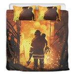 Brave Firefighter Painting Print Duvet Cover Bedding Set