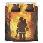 Brave Firefighter Painting Print Duvet Cover Bedding Set