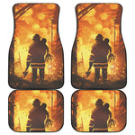 Brave Firefighter Painting Print Front and Back Car Floor Mats
