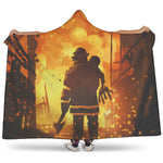 Brave Firefighter Painting Print Hooded Blanket