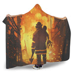 Brave Firefighter Painting Print Hooded Blanket