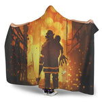 Brave Firefighter Painting Print Hooded Blanket