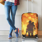 Brave Firefighter Painting Print Luggage Cover