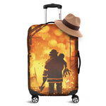 Brave Firefighter Painting Print Luggage Cover