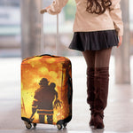Brave Firefighter Painting Print Luggage Cover