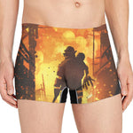 Brave Firefighter Painting Print Men's Boxer Briefs