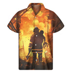 Brave Firefighter Painting Print Men's Short Sleeve Shirt