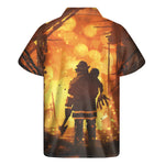 Brave Firefighter Painting Print Men's Short Sleeve Shirt