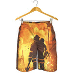 Brave Firefighter Painting Print Men's Shorts