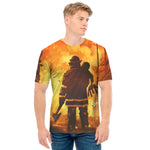 Brave Firefighter Painting Print Men's T-Shirt