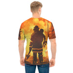 Brave Firefighter Painting Print Men's T-Shirt
