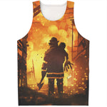 Brave Firefighter Painting Print Men's Tank Top