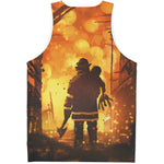 Brave Firefighter Painting Print Men's Tank Top
