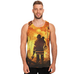 Brave Firefighter Painting Print Men's Tank Top