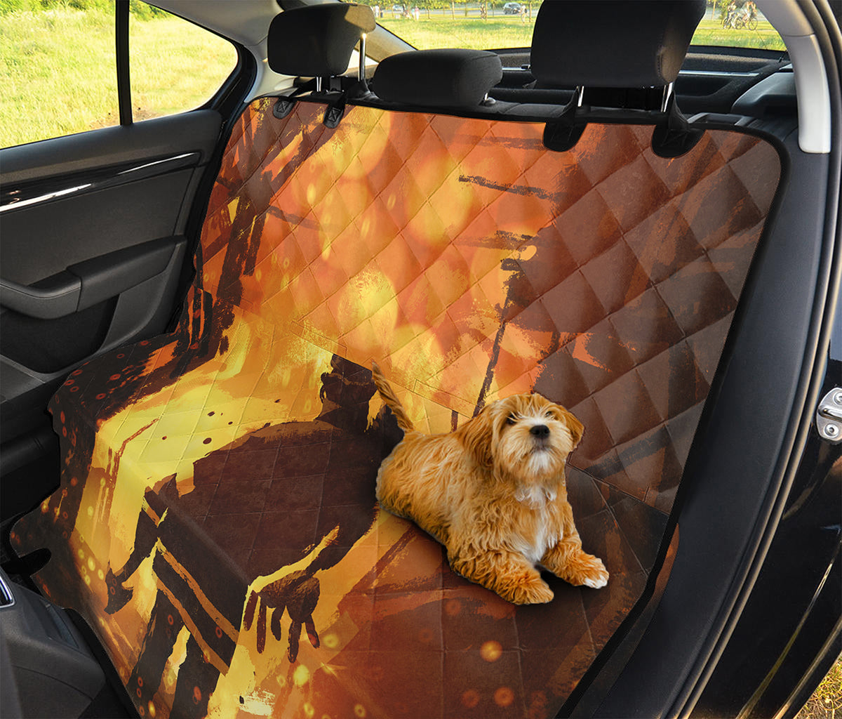 Brave Firefighter Painting Print Pet Car Back Seat Cover