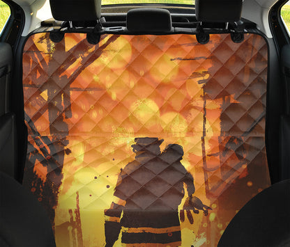 Brave Firefighter Painting Print Pet Car Back Seat Cover