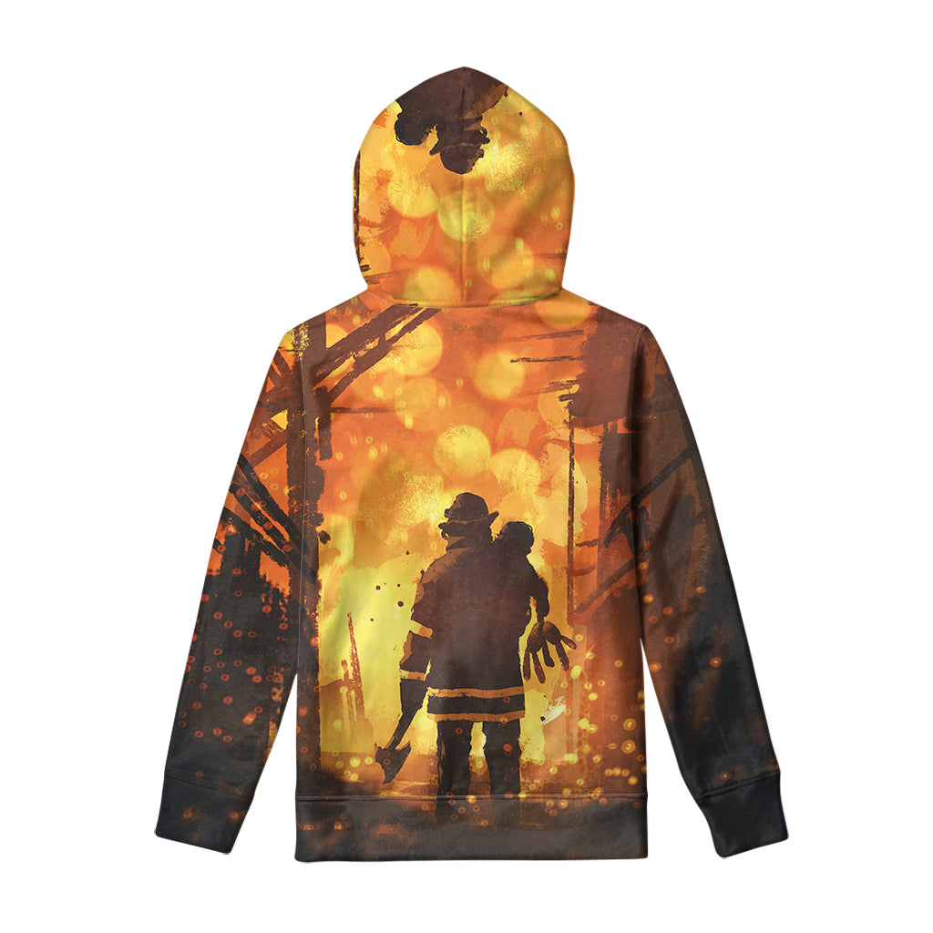 Brave Firefighter Painting Print Pullover Hoodie