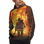 Brave Firefighter Painting Print Pullover Hoodie