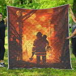 Brave Firefighter Painting Print Quilt