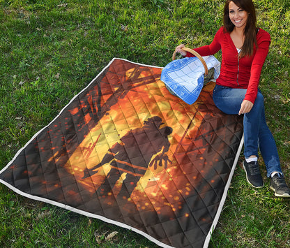Brave Firefighter Painting Print Quilt