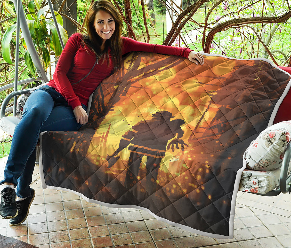 Brave Firefighter Painting Print Quilt