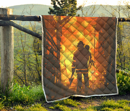 Brave Firefighter Painting Print Quilt