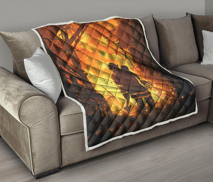 Brave Firefighter Painting Print Quilt