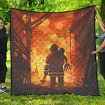 Brave Firefighter Painting Print Quilt
