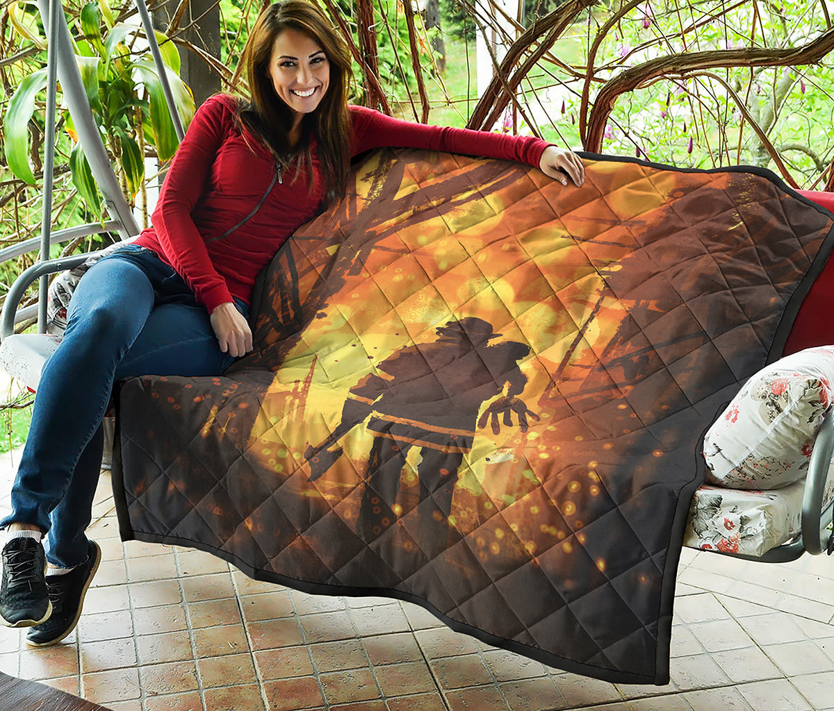 Brave Firefighter Painting Print Quilt