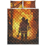 Brave Firefighter Painting Print Quilt Bed Set