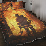 Brave Firefighter Painting Print Quilt Bed Set
