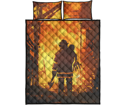 Brave Firefighter Painting Print Quilt Bed Set