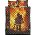 Brave Firefighter Painting Print Quilt Bed Set