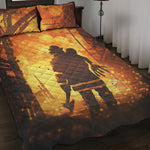 Brave Firefighter Painting Print Quilt Bed Set