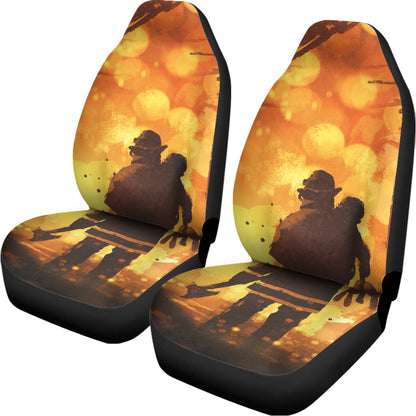 Brave Firefighter Painting Print Universal Fit Car Seat Covers