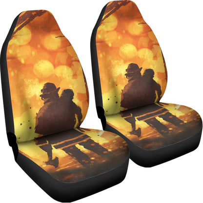 Brave Firefighter Painting Print Universal Fit Car Seat Covers