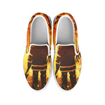 Brave Firefighter Painting Print White Slip On Shoes