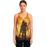 Brave Firefighter Painting Print Women's Racerback Tank Top