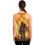 Brave Firefighter Painting Print Women's Racerback Tank Top