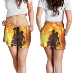 Brave Firefighter Painting Print Women's Shorts