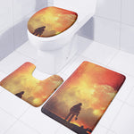 Brave Firefighter With Axe Print 3 Piece Bath Mat Set