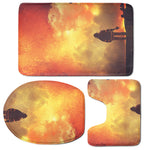 Brave Firefighter With Axe Print 3 Piece Bath Mat Set