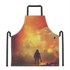 Brave Firefighter With Axe Print Apron