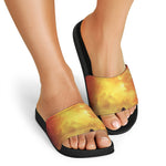 Brave Firefighter With Axe Print Black Slide Sandals